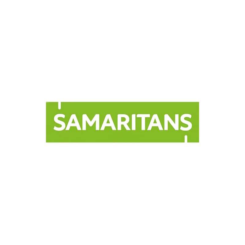 a green sign that says samarins on it.